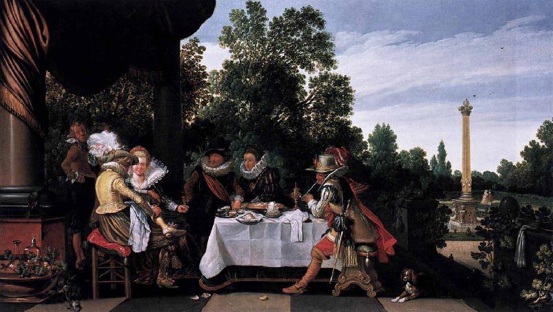 Esaias Van de Velde Merry company banqueting on a terrace China oil painting art